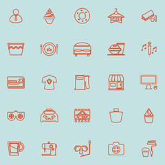Franchisee business line orange color icons