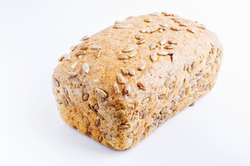 bread with sunflower seeds on a white background