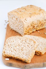 rye bread with sunflower seeds.selective focus