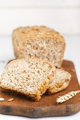 rye bread with sunflower seeds.selective focus
