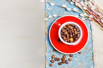 coffee in a red cup spring