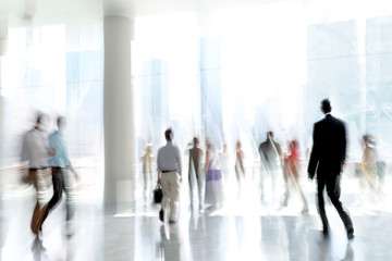 group of people in the lobby business center