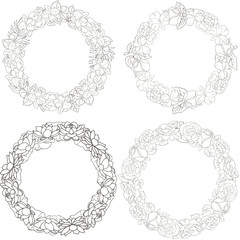 Collection of Cute vector wreath frames for wedding invitations.