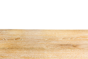 empty wooden table top isolated on white background