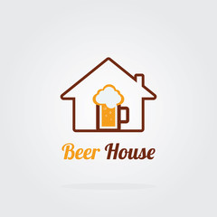House beer concept. Brewery logo with A mug of beer. 