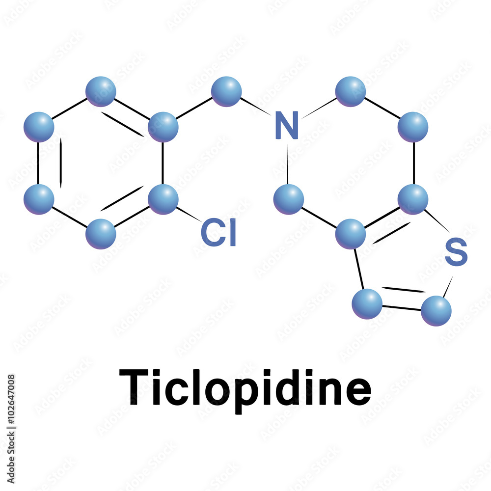 Wall mural Ticlopidine molecular structure.