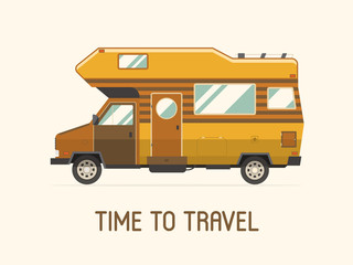 Camping Trailer Family Traveler Truck Flat Style Icon