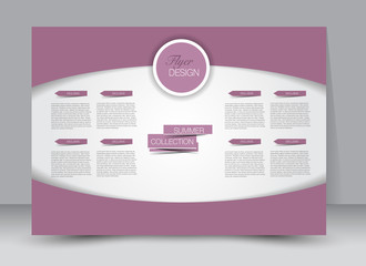 Flyer, brochure, magazine cover template design landscape orientation for education, presentation, website. Pink color. Editable vector illustration.