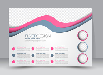 Flyer, brochure, magazine cover template design landscape orientation for education, presentation, website. Pink and grey color. Editable vector illustration.