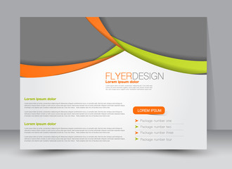 Flyer, brochure, magazine cover template design landscape orientation for education, presentation, website. Green and orange color. Editable vector illustration.