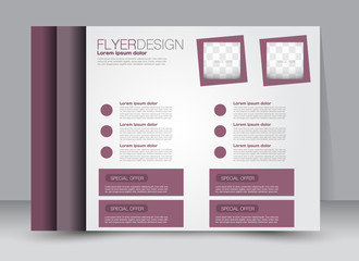 Flyer, brochure, magazine cover template design landscape orientation for education, presentation, website. Purple color. Editable vector illustration.