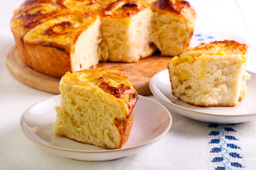 Apple filling buns on plate