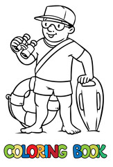 Funny lifeguard. Coloring book