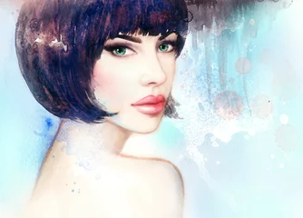 Photo sur Plexiglas Visage aquarelle Beautiful woman face. fashion  illustration