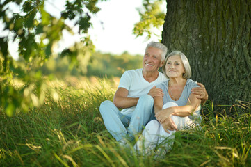 Senior couple resting at park