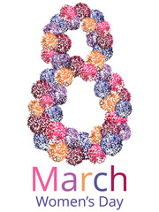 Greeting card with March 8. International Women's Day greeting card template