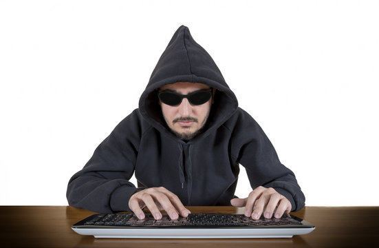 Computer Hacker Isolated On White Background