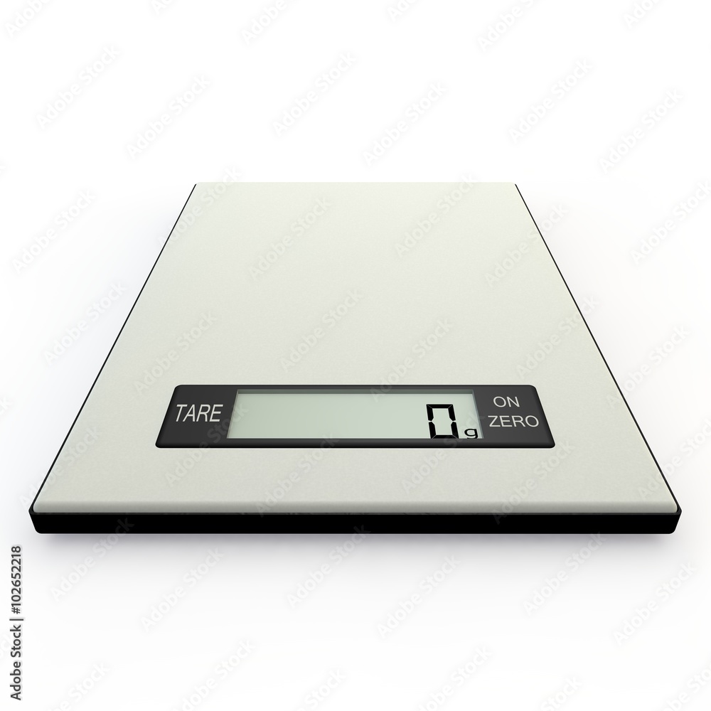 Wall mural electronic kitchen scales show zero grams