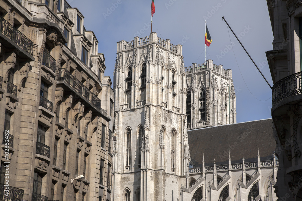 Wall mural Brussels Cathedral Church, Belgium