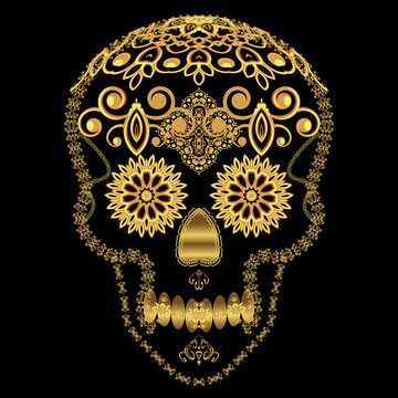 Gold ornamental sugar skull.