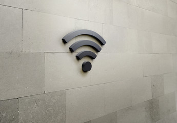 Wi-Fi on the wall - best for Cafe place  - obrazy, fototapety, plakaty