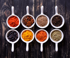 Spices in ceramic bowls