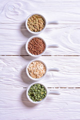 Cereals in ceramic bowls