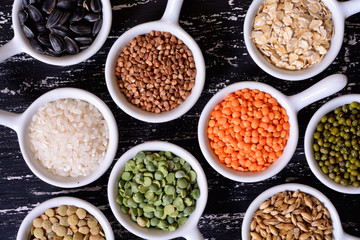 Cereals in ceramic bowls