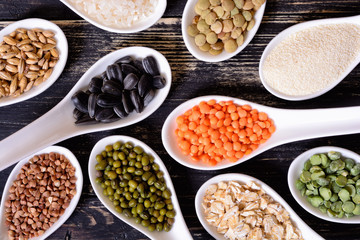 Cereals in ceramic bowls