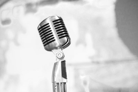 microphone close up. retro microphone. singer's microphone.