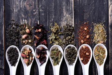 assortment of dry tea