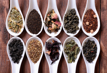 assortment of dry tea