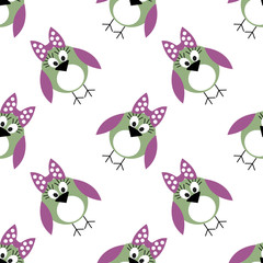 Seamless vector pattern with animals, cute background with birds. Series of Animals and Insects Seamless Patterns.