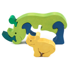 wooden rhino toy