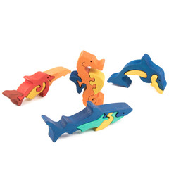 Fototapeta na wymiar color wooden fish toys