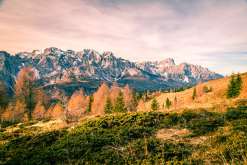 Fototapeta na wymiar Autumn morning in the alps