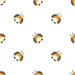 Seamless vector pattern with insects, cute background with comic colorado beetle. Series of Animals and Insects Seamless Patterns.