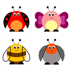 Obraz premium Set of vector illustrations of animals. Cute comic pig, sheep, cow and dog, isolated on the white background.Series of Animals Illustrations.