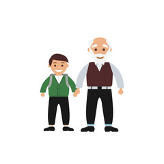 Color illustration of a grandfather who take grandson to school