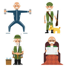 Color set hobbies men in old age