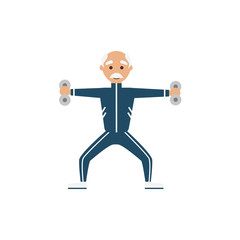 Illustration grandfather, engage in physical exercise