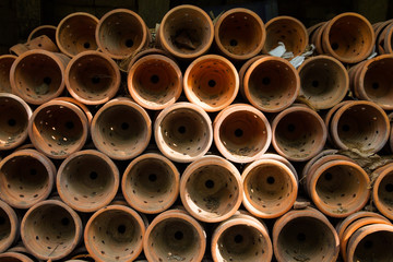 stack of pots, vase, jar for orchid plant