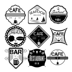 Obraz premium coffee shop, restaurant Set retro vintage badges