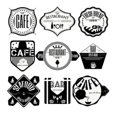 coffee shop, restaurant Set retro vintage badges