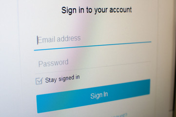 User and password introduction page