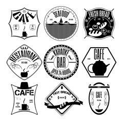 coffee shop, restaurant Set retro vintage badges