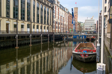 Canal and bridge in Hamburg. Germany.