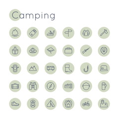 Vector Round Camping Icons
