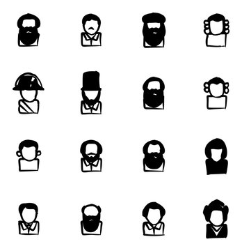 Avatar Icons Historical Figures Freehand Fill