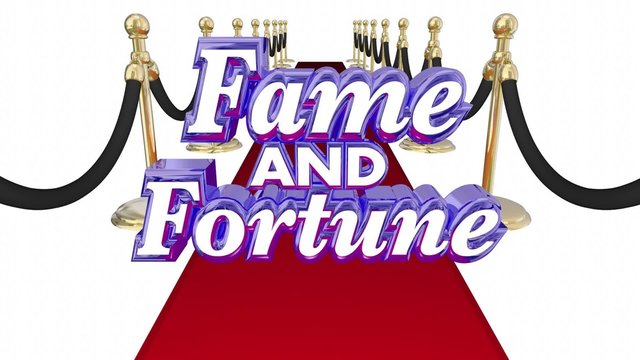 Fame and Fortune Red Carpet Celebrity Wealth Animated Words